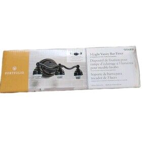 NIB Portfolio 3 Light Vanity Bar Fixture Oil Rubbed Bronze Bathroom Light